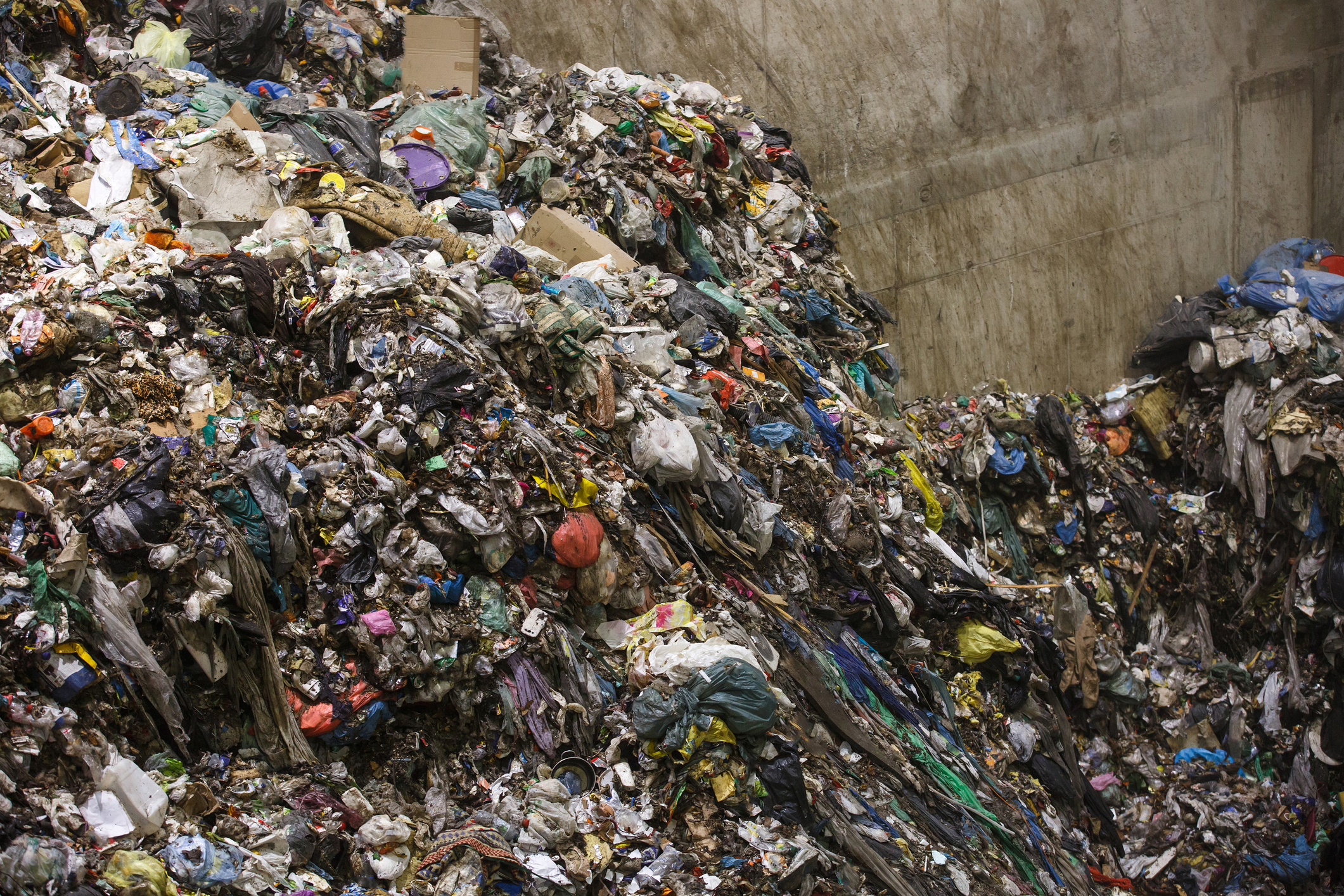 Pile of mixed waste at the dumpsite storage