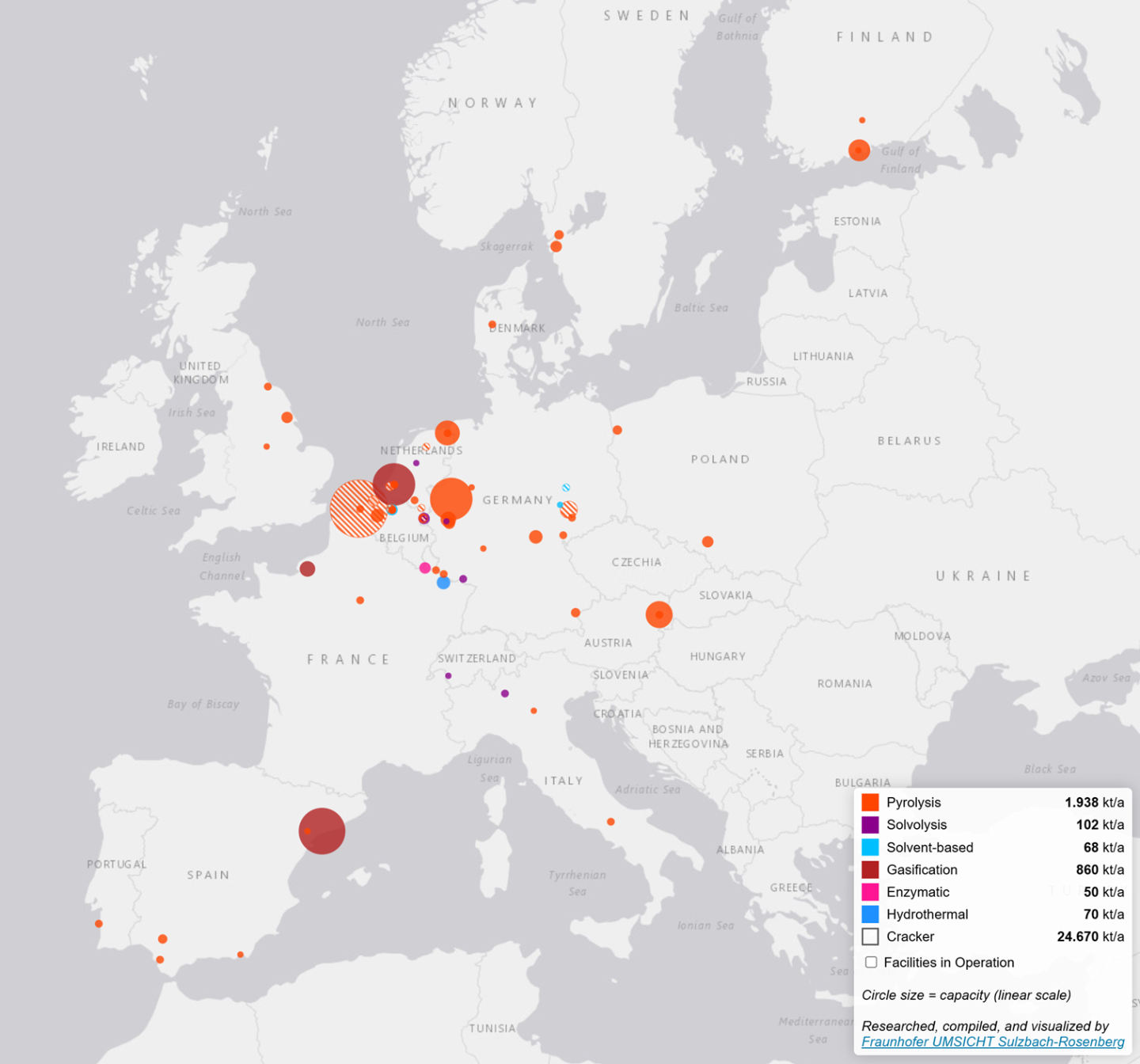 Interactive map of chemical recycling facilities and projects